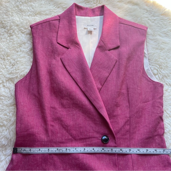 NEW R.G. Kane Harlow Jacket Dress Tuxedo FLAX Linen Cotton Sz L Fuchsia Pink - Picture 12 of 17